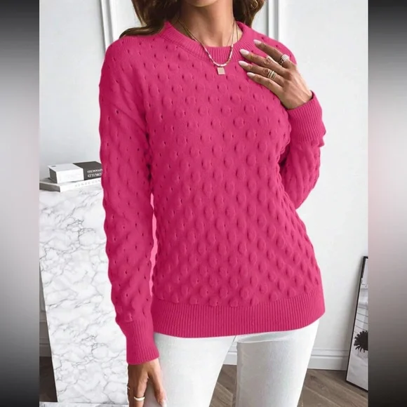 Luxe popcorn knit sweater top - Picture 5 of 16